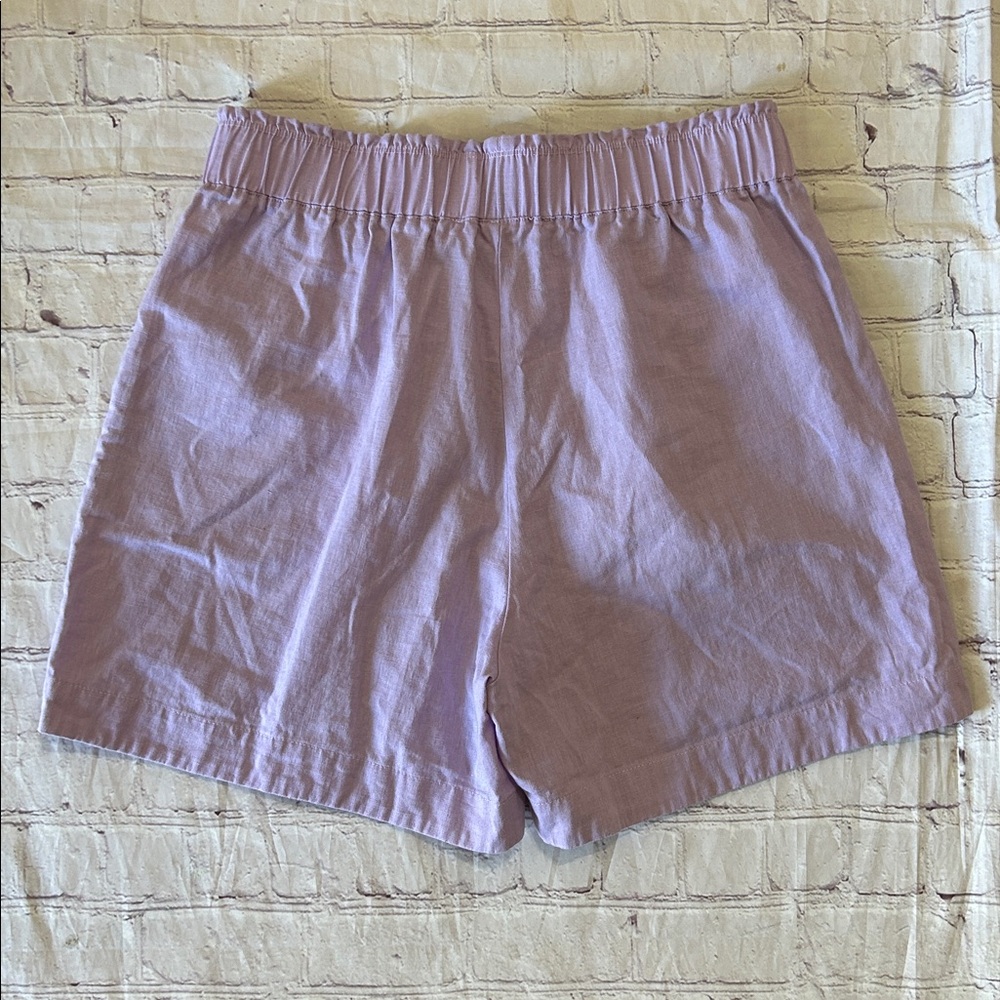 MELISSA NEPTON High Waist Pull-on Linen Shorts in Lilac Size Medium Quiet Luxury - Picture 4 of 6